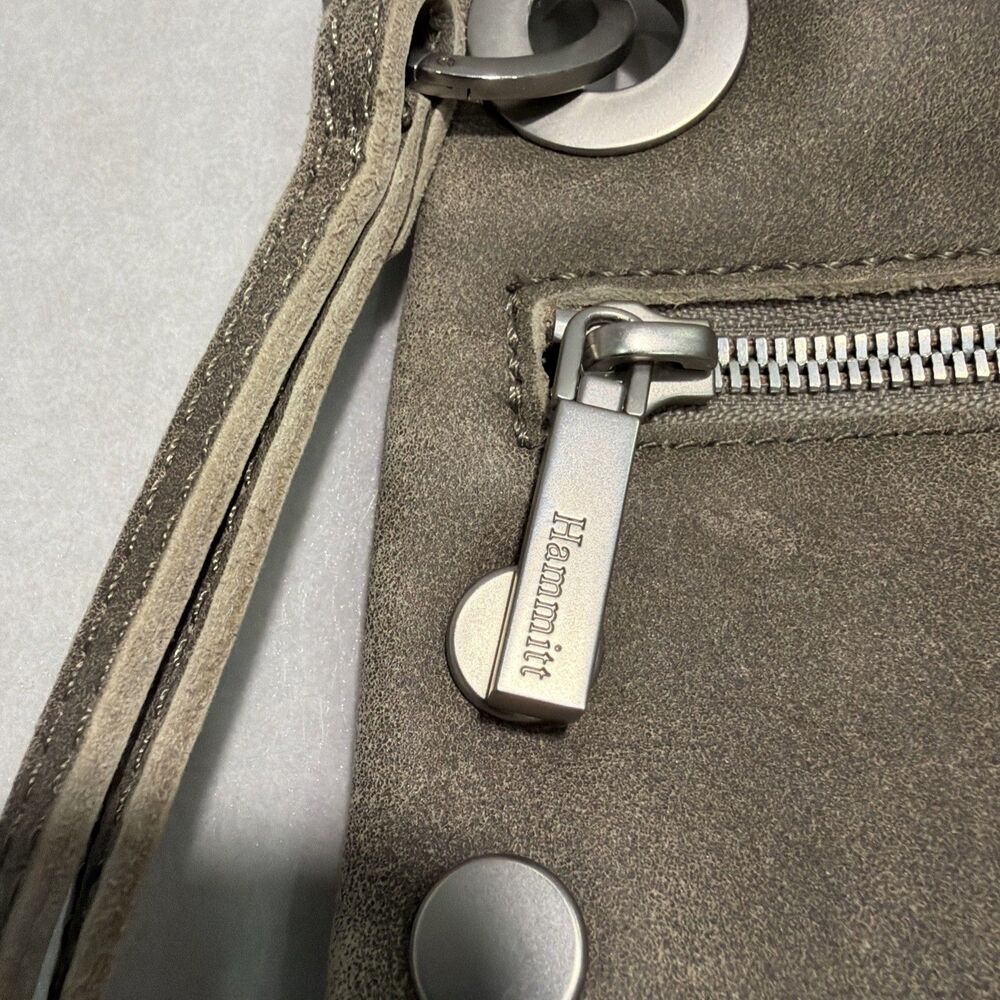 Hammitt Nash Small Crossbody Bag Pewter Leather Clutch Wristlet Gray Silver - Picture 3 of 10